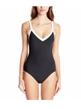 🆕-Style & Co. Black V-Neckline One-piece with Contrasting White Outline